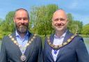 St Neots mayor, Cllr Richard Slade (left) with Rob Simonis.