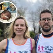 Sue and Alex are running the London Marathon to raise money for the charity that supported them while their son, Jasper, was in hospital.