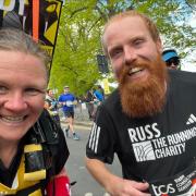 Laura 'Birdy' Bird with Russ Cook, who has just ran the full length of Africa.