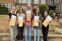 St Ivo students Maya Sirot-Smith, Sasha Brown, Nathan Woolley, Sophie Rogers and Ellie Collinge with their A-level results.