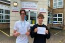 Jack and Theo celebrate their A Level results at St Ivo Academy.
