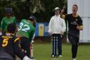 Joe Dawborn take a wicket for Eaton Socon in the two-run win over Cambridge St Giles.