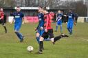 Captain Corey Kingston scored and was then sent off as Huntingdon Town lost to Irchester. Picture: J BIGGS PHOTOGRAPHY