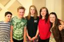 Annabelle, centre, who is doing the bean bath stunt, pictured with SIYT members (from left) Paul, Sam, Chloe and Holly.