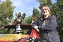 Banger Racer Stephanie Street, with her trophies, at her home in Pidley.