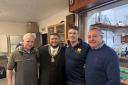 St Ives Rugby Club's past president, Andy Frear, Cllr Philip Pope, club chairman Ross Thompson and club president Mark Smy after the charity rugby match.
