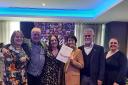 (From L to R) Maxine McKay, George Kelly, Abbie Lathwell, Isobella Coleman, Geoff Unwin and Ruth Montgomery-Law with the NODA award for best drama.