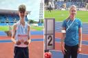 Huntingdonshire Athletics Clubs' Tom Waterworth (left) and Sophie Bambridge both won medals at the English Schools Championships, representing Cambridgeshire.