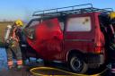 A van caught fire in the Huntingdonshire village of Houghton on January 18.