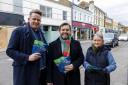 Paul Sweeney, Nik Johnson and Simone Taylor in St Neots High Street.
