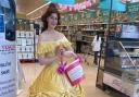 Limelight Entertainments Princess Beauty collecting money for Turns Pink week at St Neots Tesco.