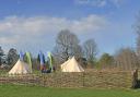 The bell tent village and boundary fence built as part of the Grafham Water Project.