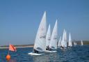 Dan Wigmore (211405) leads the start in race one of the Grafham Water Sailing Club Restart Series.