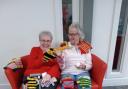 Volunteers Lily and Valerie knitted hundreds of glove puppets to go in the shoeboxes to be sent to Ukraine, Moldova and Romania.