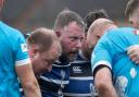 A steely-eyed Craig Cheetham readies for the scrum in the local derby between St Ives 2s and St Neots 2s