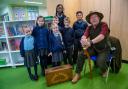 Mark Fraser with pupils at the storytelling session at Wintringham Primary Academy.