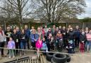 The group in the playground at Wheatfields School in St Ives.