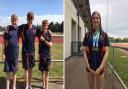 Sixteen swimmers travelled to Norwich for the swim meet, including Chloe Butler (R), who picked up two gold medals.