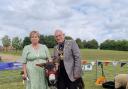 Mayor and mayoress of Huntingdon Phil and Debbie Pearce with a donkey from The Ark Ltd.