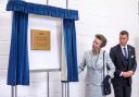HRH The Princess Royal unveils the plaque at the opening of the new Magpas Air Ambulance airbase.