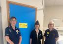 New blue doors have been fitted at Hinchingbrooke Hospital thanks to a donation