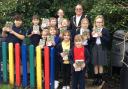 Mayor of Godmanchester, Cllr Alan Hooker, with Godmanchester school children.