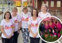 The Hinchingbrooke Hospital colleagues taking part in The MoonWalk London 2024 (main). Community nurse Mel Scholes also took part in the event in 2019 (inset).