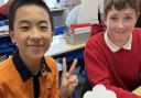 Pupils at Stukeley Meadows Primary School welcomed visitors from Hong Kong.