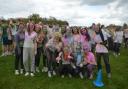 The sixth formers after the paint run.
