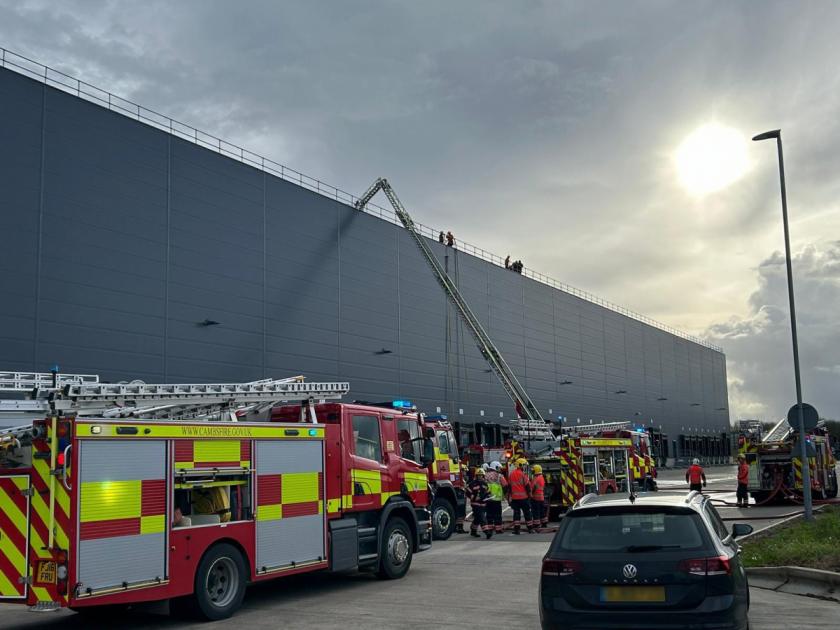 Peterborough: Roof fire at Lidl distribution centre 