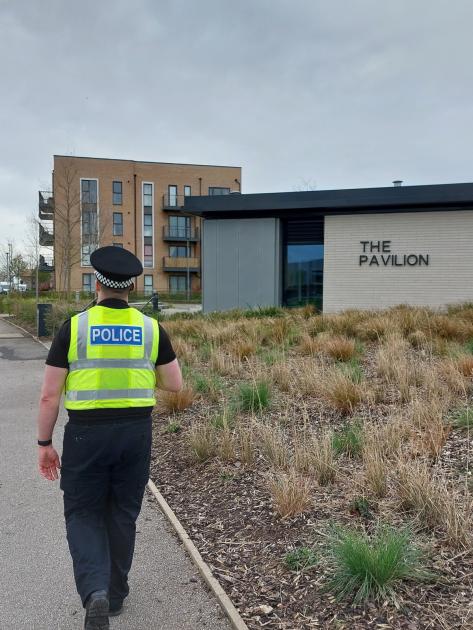 Alconbury Weald: Cambridgeshire Police on foot patrol 