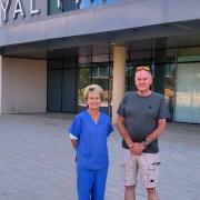 Geoff pictured with Dr Sarah Clarke who treated him when he first arrived at Royal Papworth.