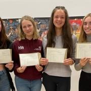 Students from Cromwell Community College celebrate opening their GCSE exam results