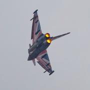 The Typhoon flying at IWM Duxford at this year's Duxford Summer Air Show.
