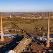 Saxon Pit chimneys in Whittlesey prior to their demolition. Part of the site is proposed for a new recycling plant.