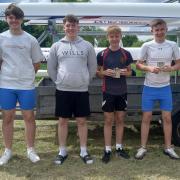 Evie Ray, James Roach, Tom Starling, Ross O\'Kane, Daniel Grant and Isabella Dovey of Huntingdon Boat Club.