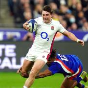 Former Huntingdon Rugby Club junior George Furbank looks to go forward in the Six Nations game between England and France.