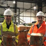 HDC leader, Cllr Ryan Fuller and Peter Griffiths from Bio-bean at Alconbury Weald.