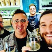 Left to Right: Charlie Abbott Co-Owner of the Ivo Brewery, Matt Kelly the Owner of the Filling Station, Will Brown the Manager from the Black Robin Coffee shop and Ben Harradine the Assistant Manager of the Filling Station.