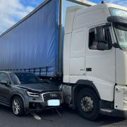The Audi and lorry collision on the A14 at Ellington on November 1.