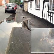 Flooding in Buckden has meant a blocked drain has overflowed.