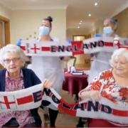 Care home residents at Huntingdon\'s Hunters Down cheer on England in \'Three Lions\' video.