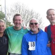 Mick Entwistle (second from left) with old Riverside Runners\' team-mates Gary Barnes, Ray Willett and James Bolm.