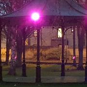 The bandstand in Huntingdon was lit up to pay tribute to Prince Philip, who died on Friday, April 9.