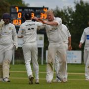 Jon Carpenter celebrates a wicket as Eaton Socon beat Liphook & Ripsley in the 2020 National Village Cup.