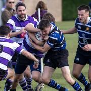 St Ives\' Connor O\'Neill stops a Stamford rival in his tracks