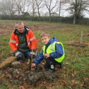Gavin Smith, Head Gardener from Abbots Ripton Hall and the estate planting party helped the pupils plant trees.