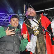 Team GB gymnast joined Huntingdon mayor, Cllr David Landon Cole, on stage for the countdown and helped entertain the crowds.