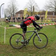 St Ives Cycling Club's Tim Phillips prepares to get back on the saddle following a dismount during his recent cyclocross race.