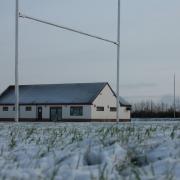 St Ives rugby pitch was one of several pitches in Huntingdonshire to have frozen.